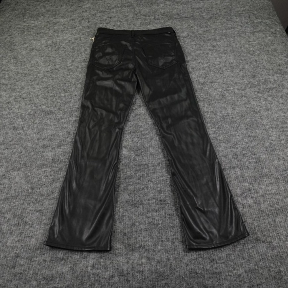 MOTHER Jeans Womens 28 Black The Insider Flood‎ Jeans Faux Leather High Rise